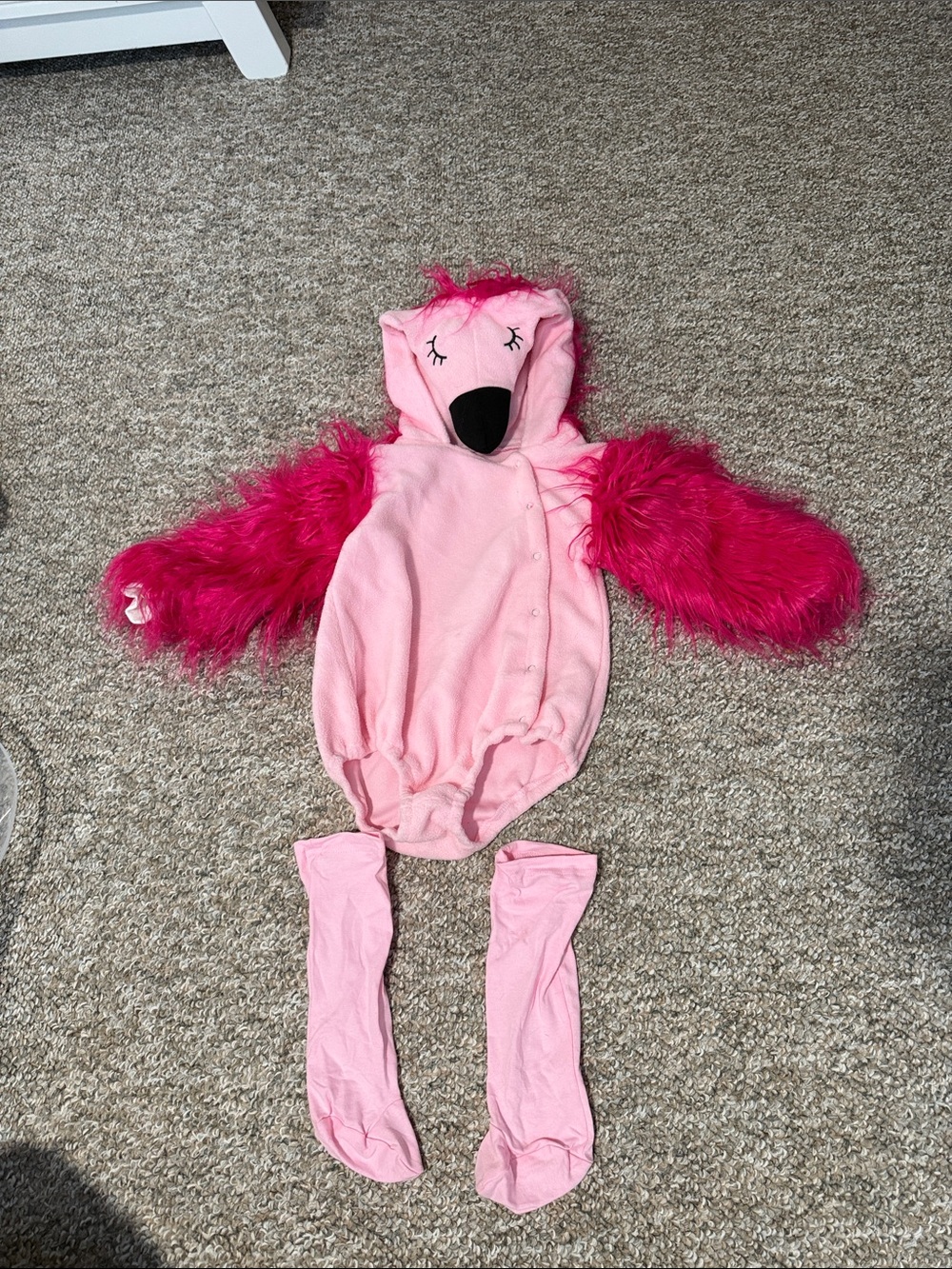 Pink Flamingo Kids Costume with Fuzzy Wings